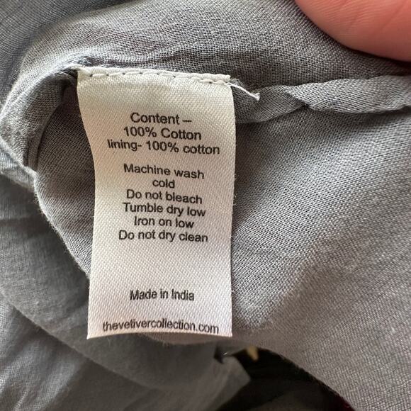 Vetiver Blue Gray Denim Round Braided Neckline & Strap Ruffle Dress 4 - Picture 9 of 12